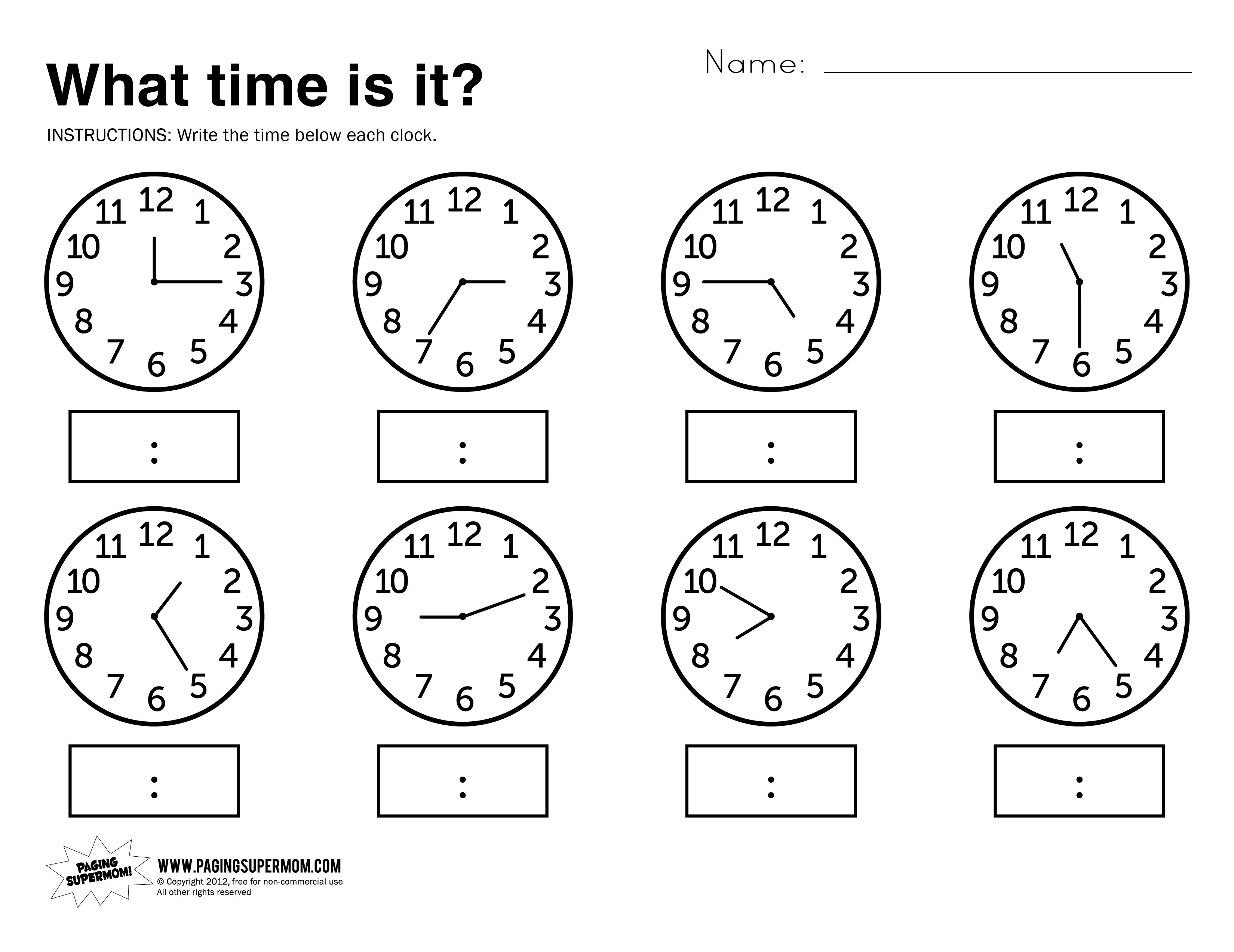 Kids : Free Printable Telling Time Worksheets Printableworksheets - Free Printable Telling Time Worksheets For 1St Grade