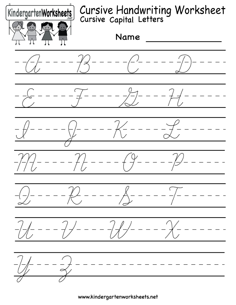 Kindergarten Cursive Handwriting Worksheet Printable | School And - Free Printable Handwriting Sheets For Kindergarten