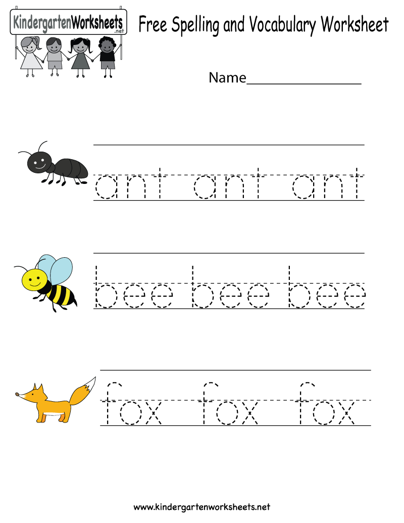 Kindergarten Free Spelling And Vocabulary Worksheet Printable - Free Printable Spelling Worksheets