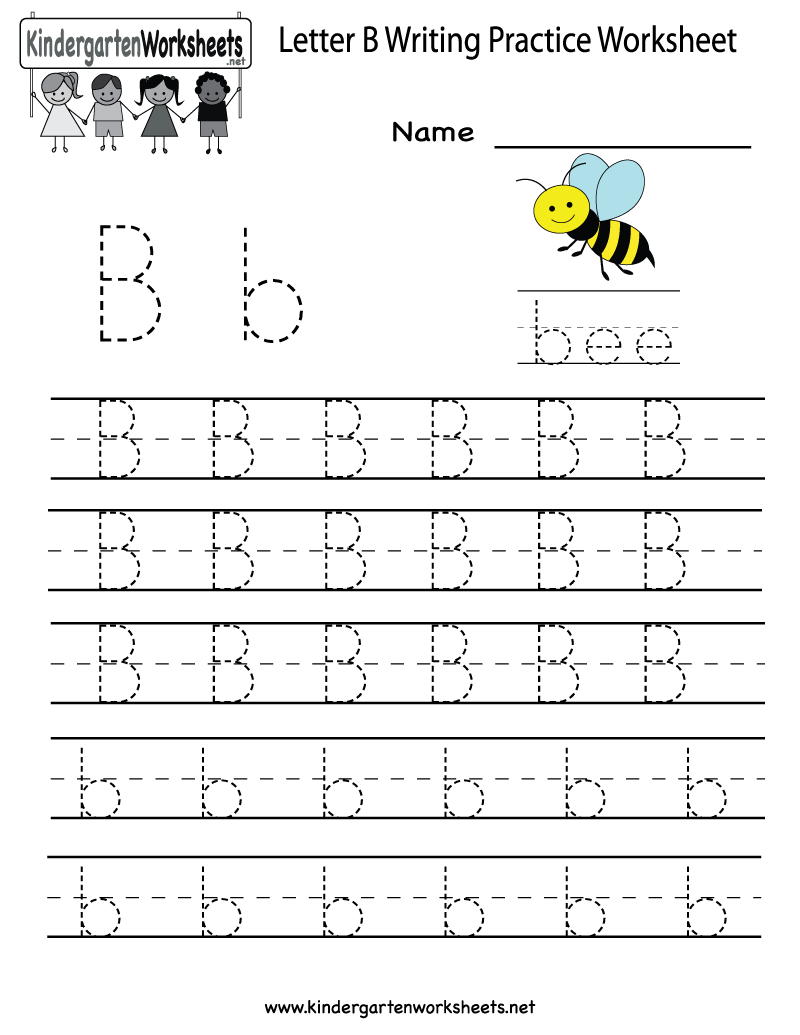 Kindergarten Letter B Writing Practice Worksheet Printable | Things - Preschool Writing Worksheets Free Printable