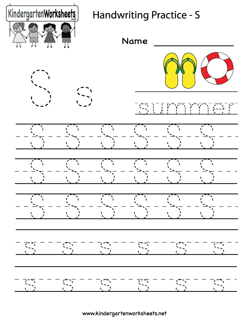 Kindergarten Letter S Writing Practice Worksheet Printable | G - Free Printable Writing Worksheets