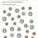 Kindergarten Money Worksheets Find The Quarters 1 | Student   Free Printable Money Worksheets Australia