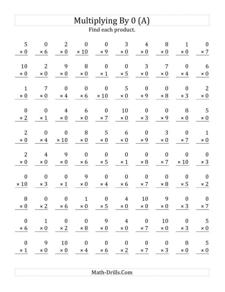 Kindergarten Multiplication Worksheets Facts | Cuttinupradio - Free Printable Multiplication Worksheets 100 Problems