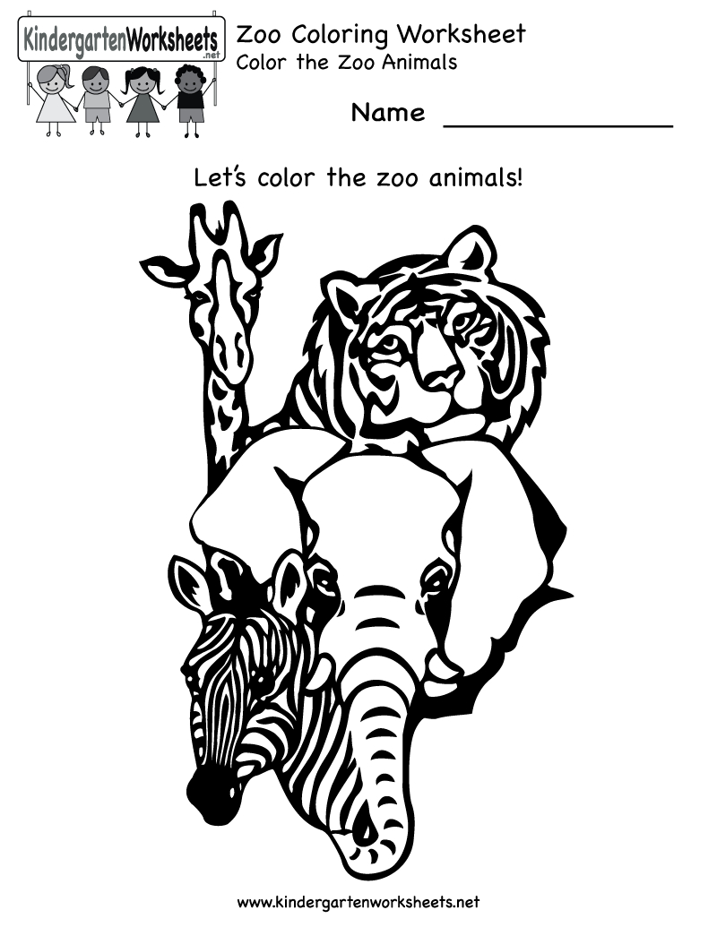 Kindergarten Zoo Coloring Worksheet Printable | Cute School Projects - Free Printable Zoo Worksheets