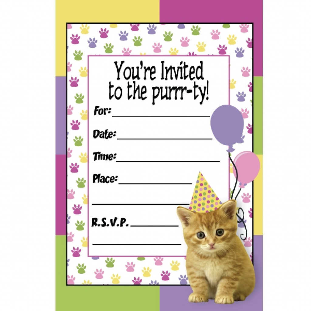 Kitten Party Invitations Free Printable Cat Themed Birthday On Cat - Free Printable Kitten Birthday Invitations