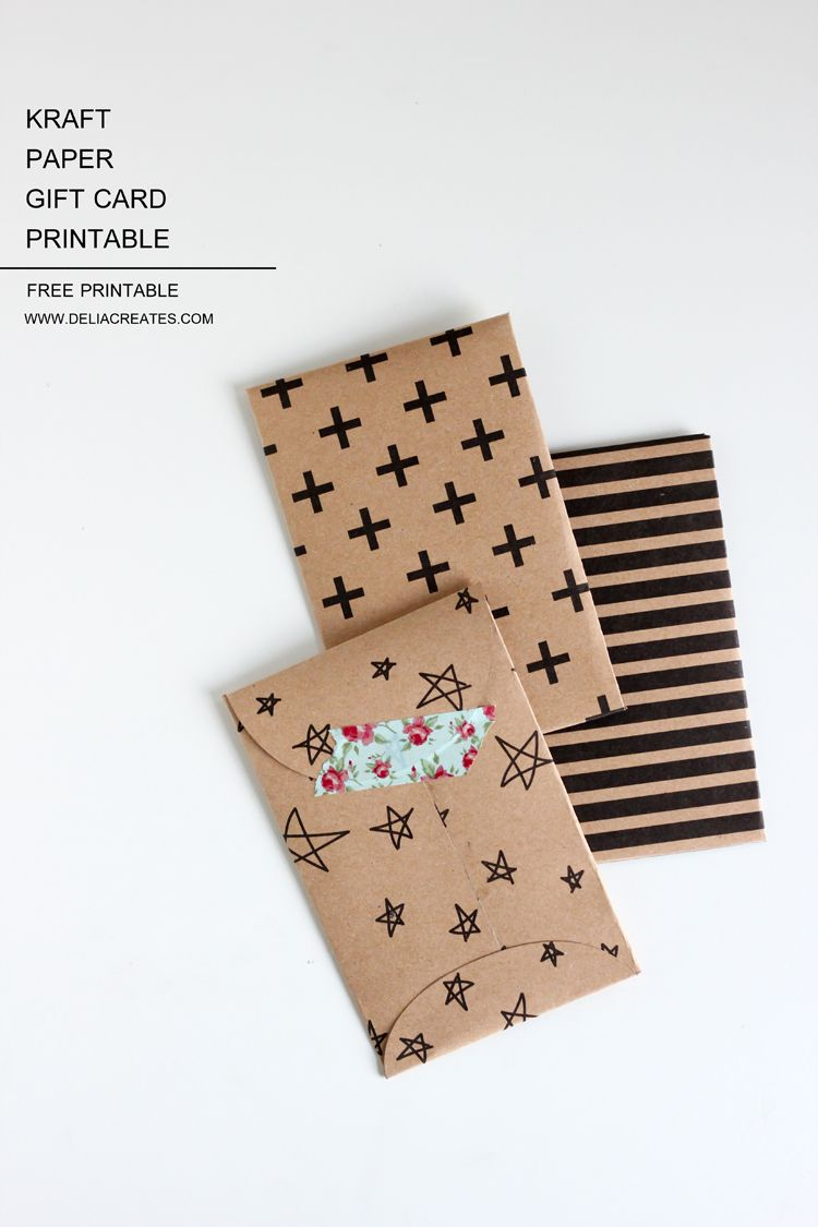 Kraft Paper Gift Card Envelope Free Printable | Diy - Papers - Free Printable Gift Card Envelope Template