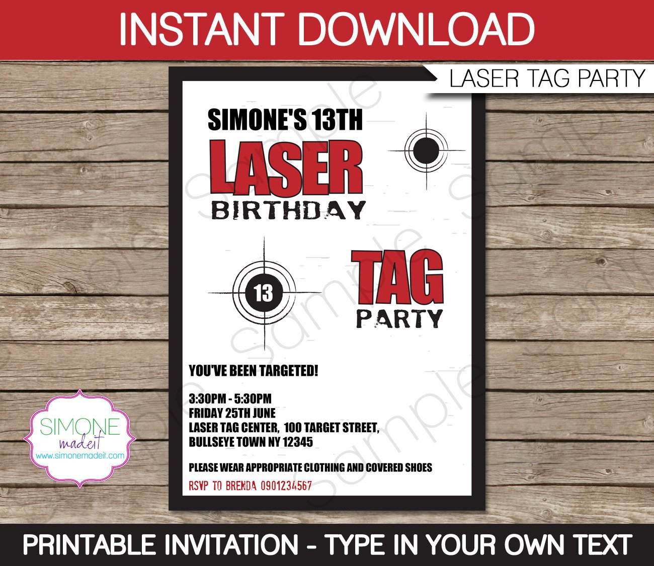 Laser Tag Invitation Template Birthday Party Instant | Etsy - Free Printable Laser Tag Invitation Template