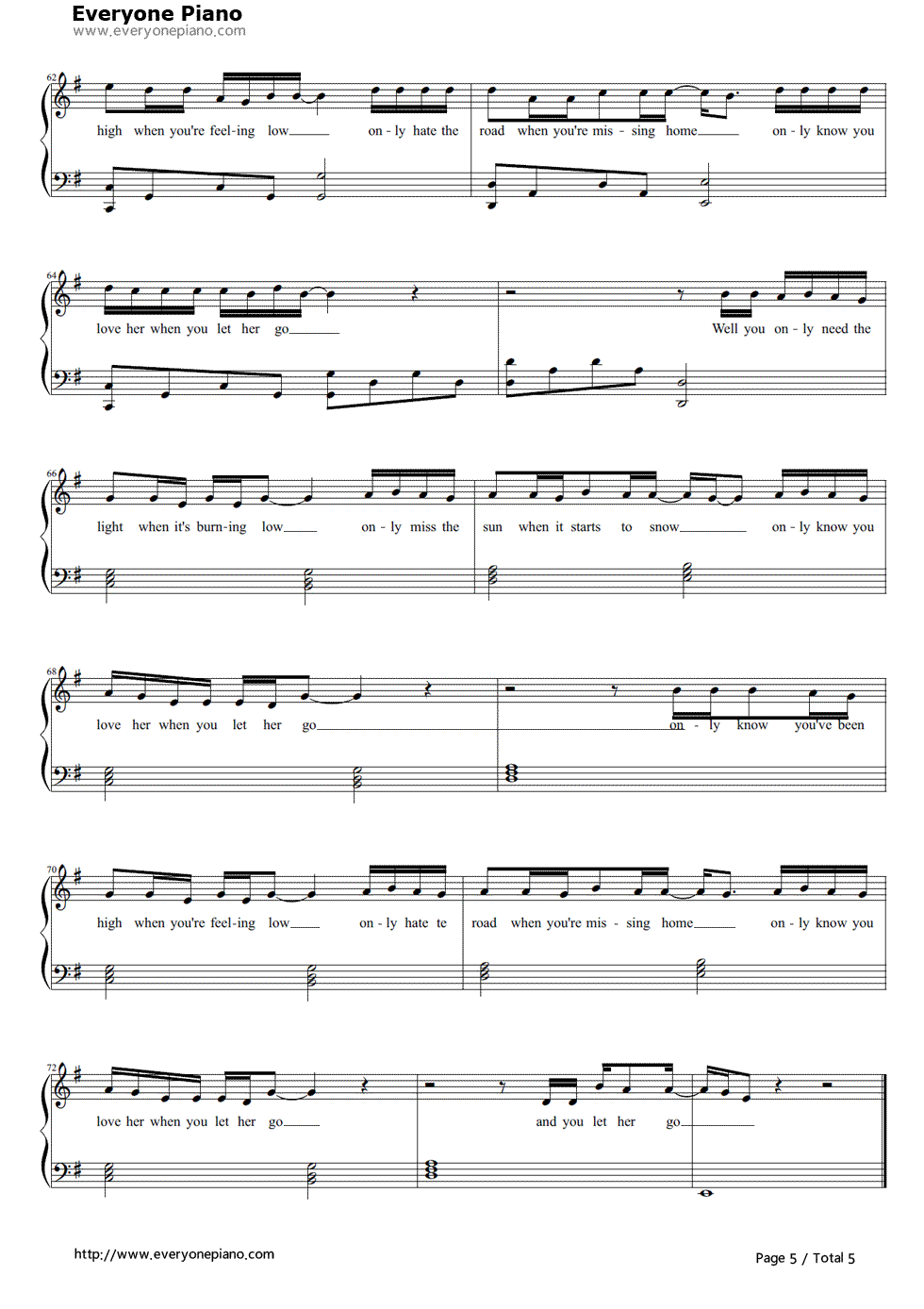 Let Her Go - Passenger Download The Pdf Here | Piano In 2019 - Airplanes Piano Sheet Music Free Printable