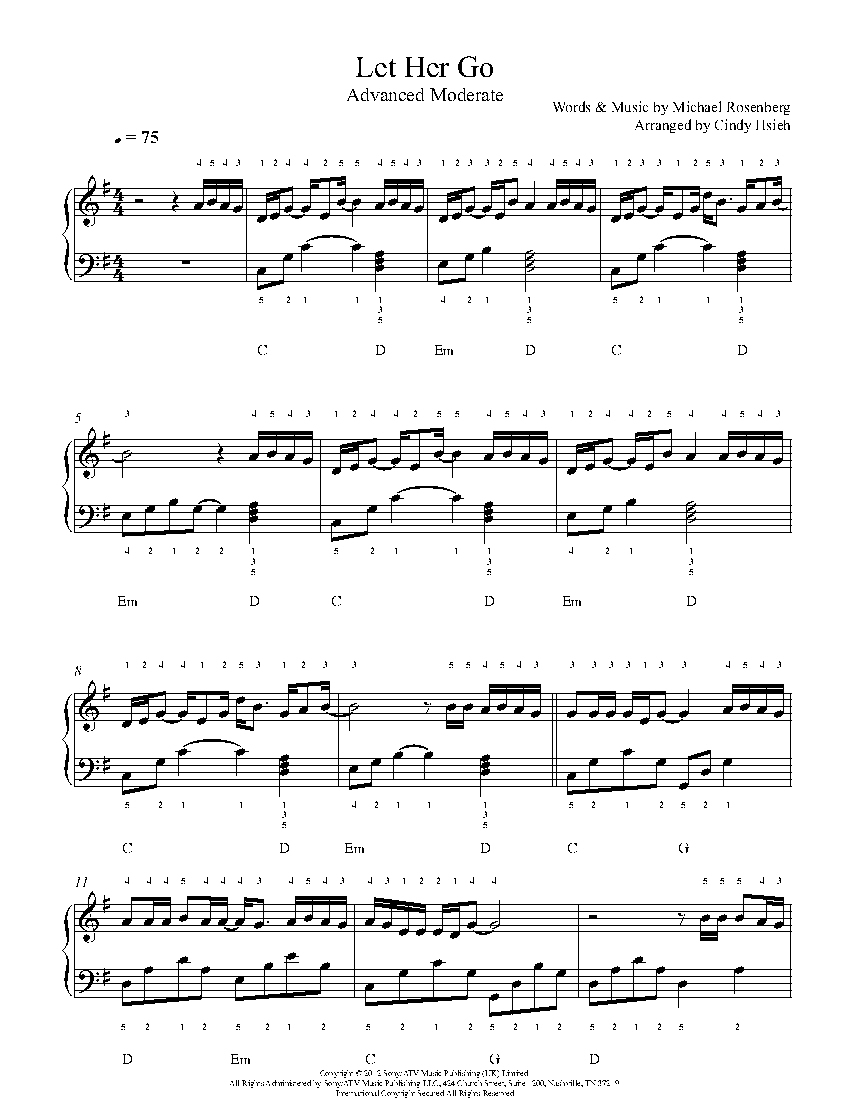 Let Her Gopassenger Piano Sheet Music | Advanced Level - Let Her Go Piano Sheet Music Free Printable