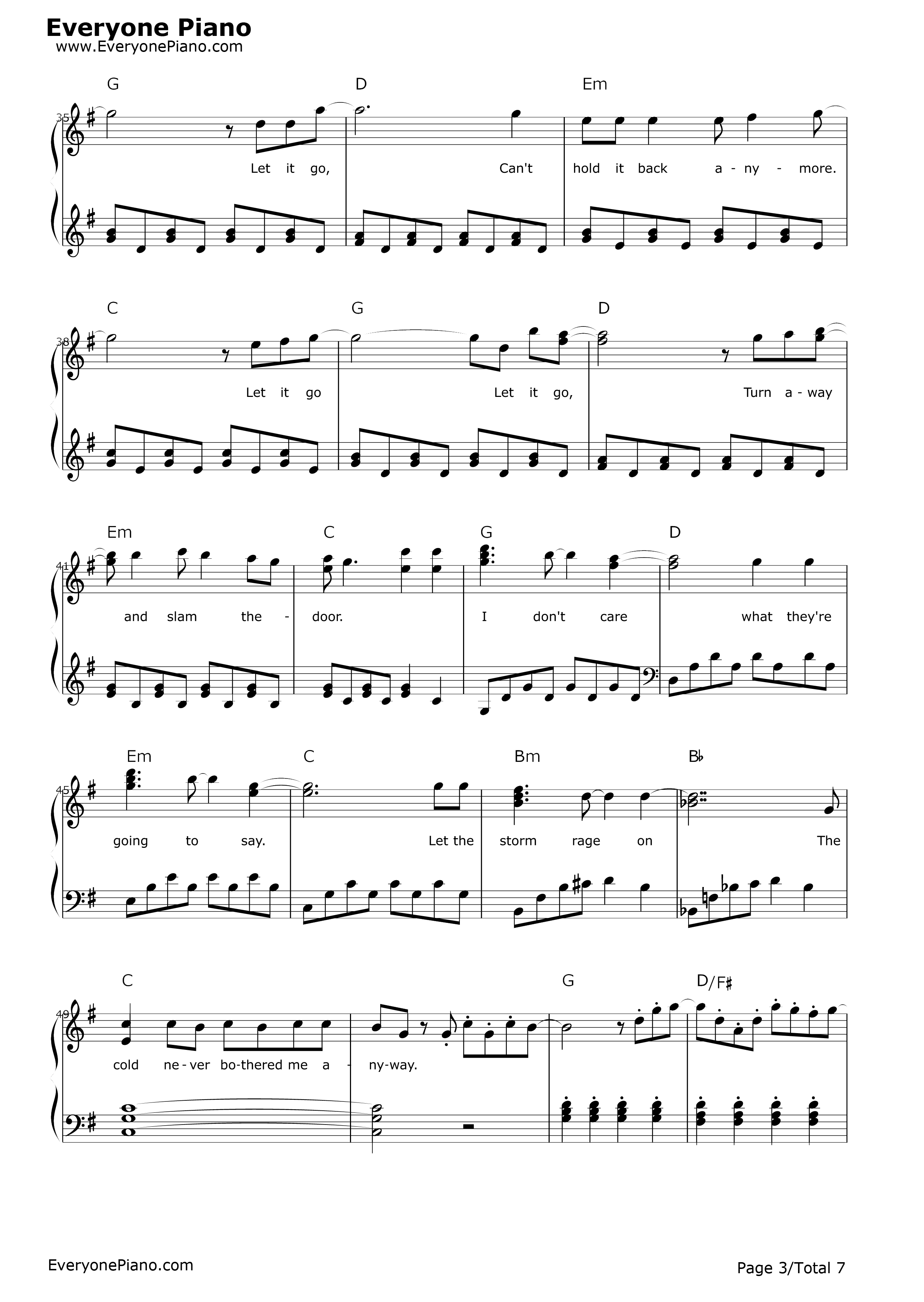 Let It Go Easy Version-Frozen Theme Free Piano Sheet Music &amp;amp; Piano - Frozen Piano Sheet Music Free Printable
