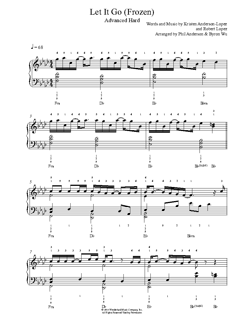 Let It Gofrozen Piano Sheet Music | Advanced Level - Frozen Piano Sheet Music Free Printable
