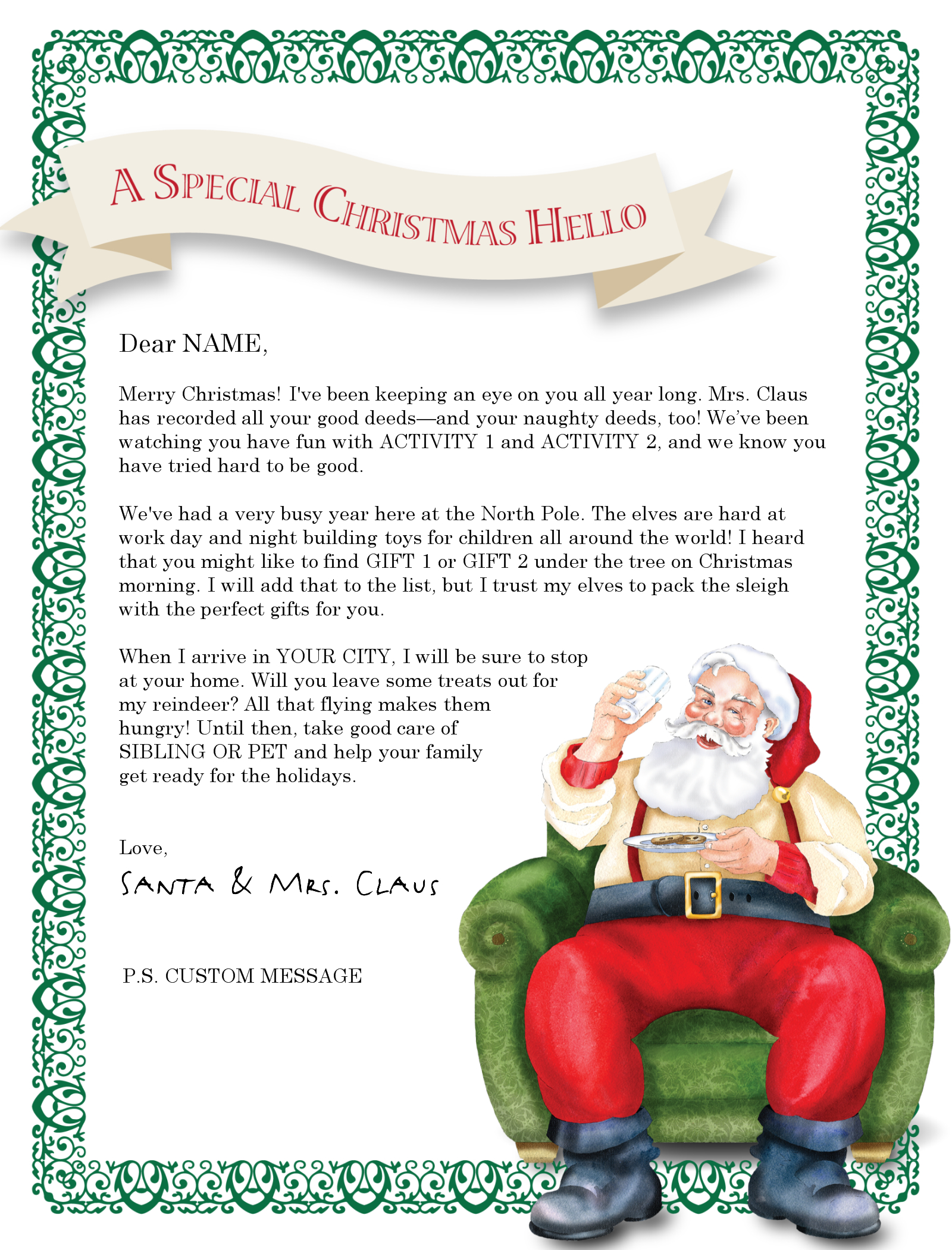 Letter From Santa Templates Free | Try It Free! Login Learn More - Free Personalized Printable Letters From Santa Claus
