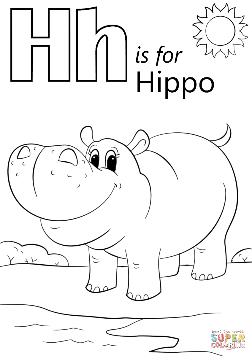 Letter H Is For Hippopotamus Coloring Page | Free Printable Coloring - Free Printable Hippo Coloring Pages