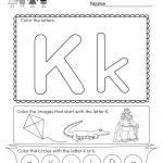 Letter K Coloring Worksheet   Free Kindergarten English Worksheet   Free Printable Letter K Worksheets