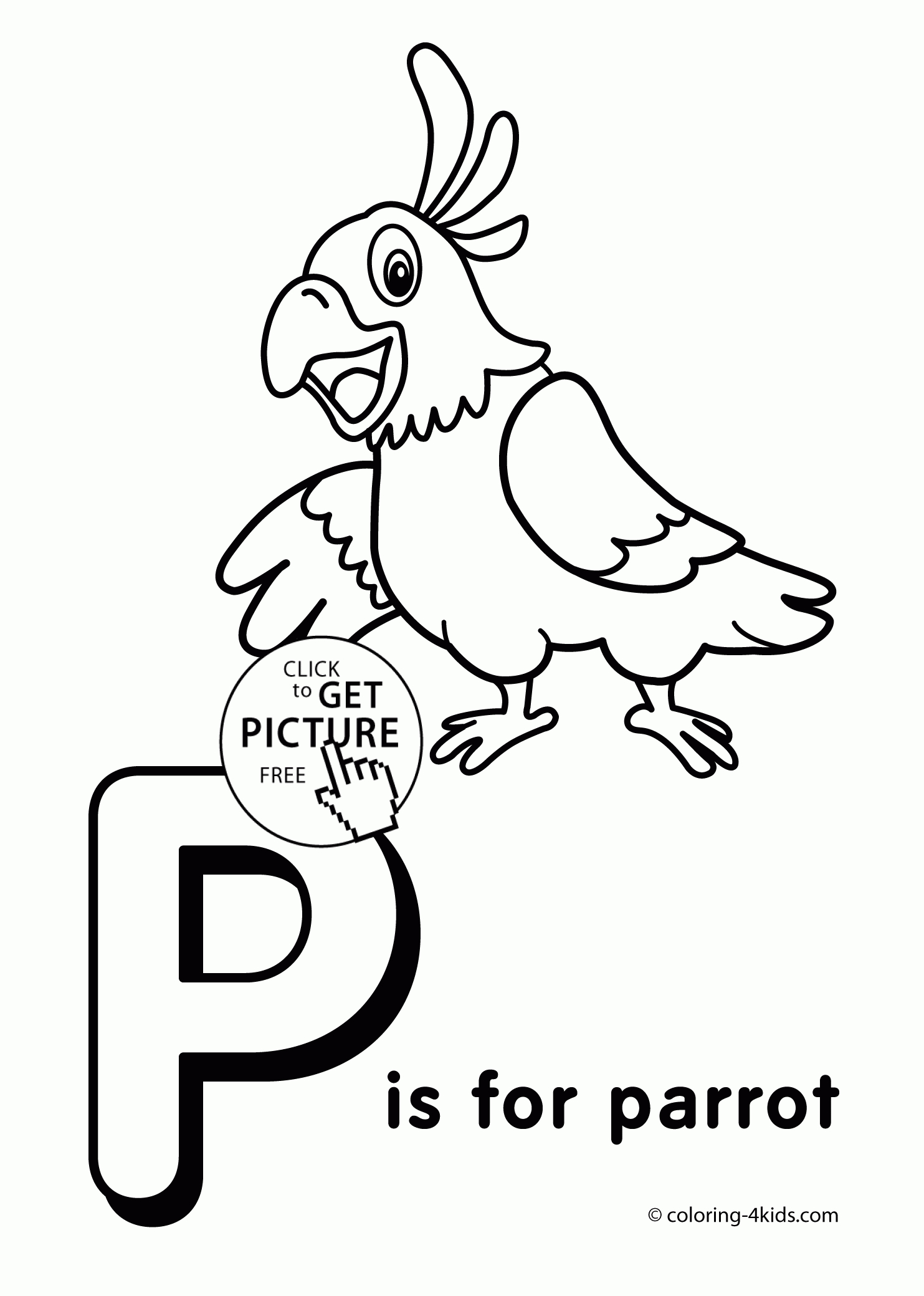 Letter P Coloring Pages Of Alphabet (P Letter Words) For Kids - Free Printable Alphabet Letters Coloring Pages