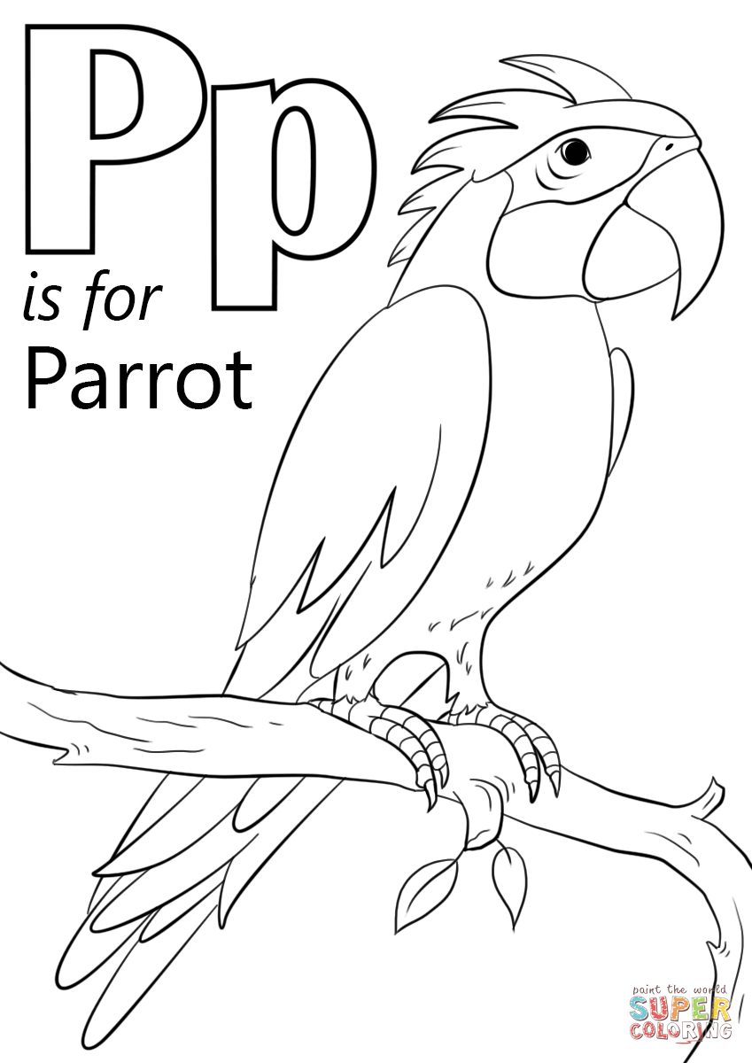 Letter P Is For Parrot Coloring Page | Free Printable Coloring Pages - Free Printable Parrot Coloring Pages