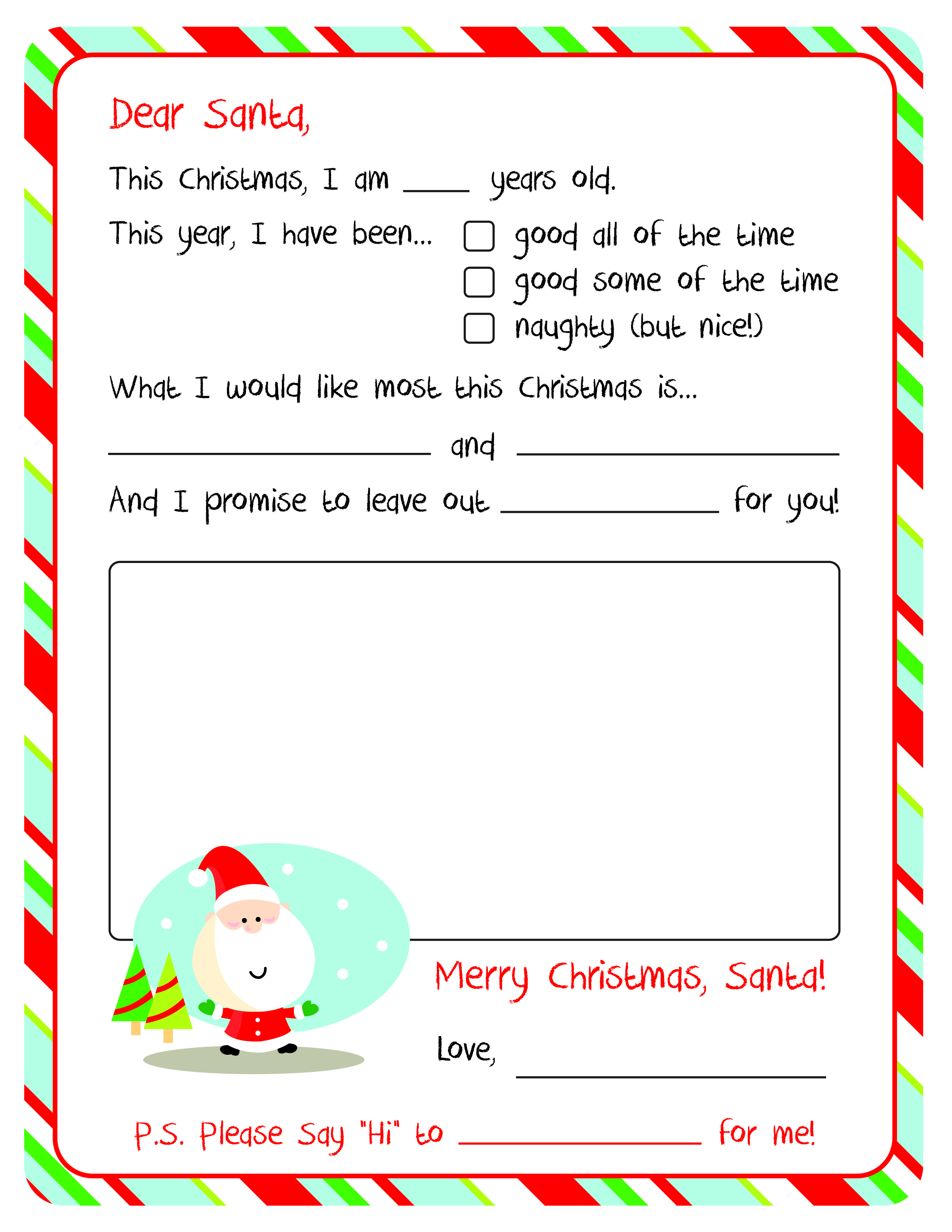 Letter To Santa – Free Printable - Free Printable Letter From Santa Template