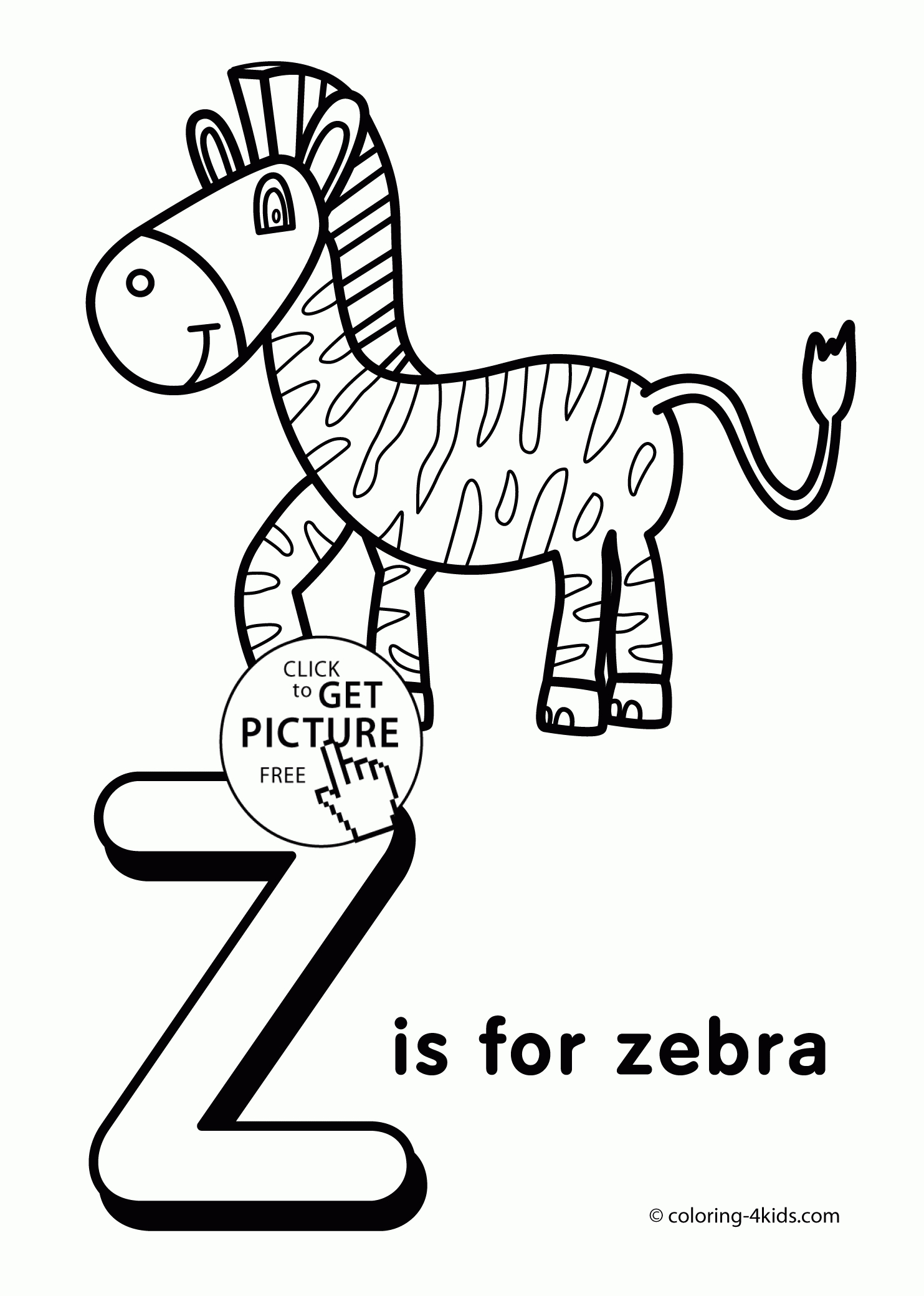 Letter Z Coloring Pages Of Alphabet (Z Letter Words) For Kids - Free Printable Preschool Alphabet Coloring Pages