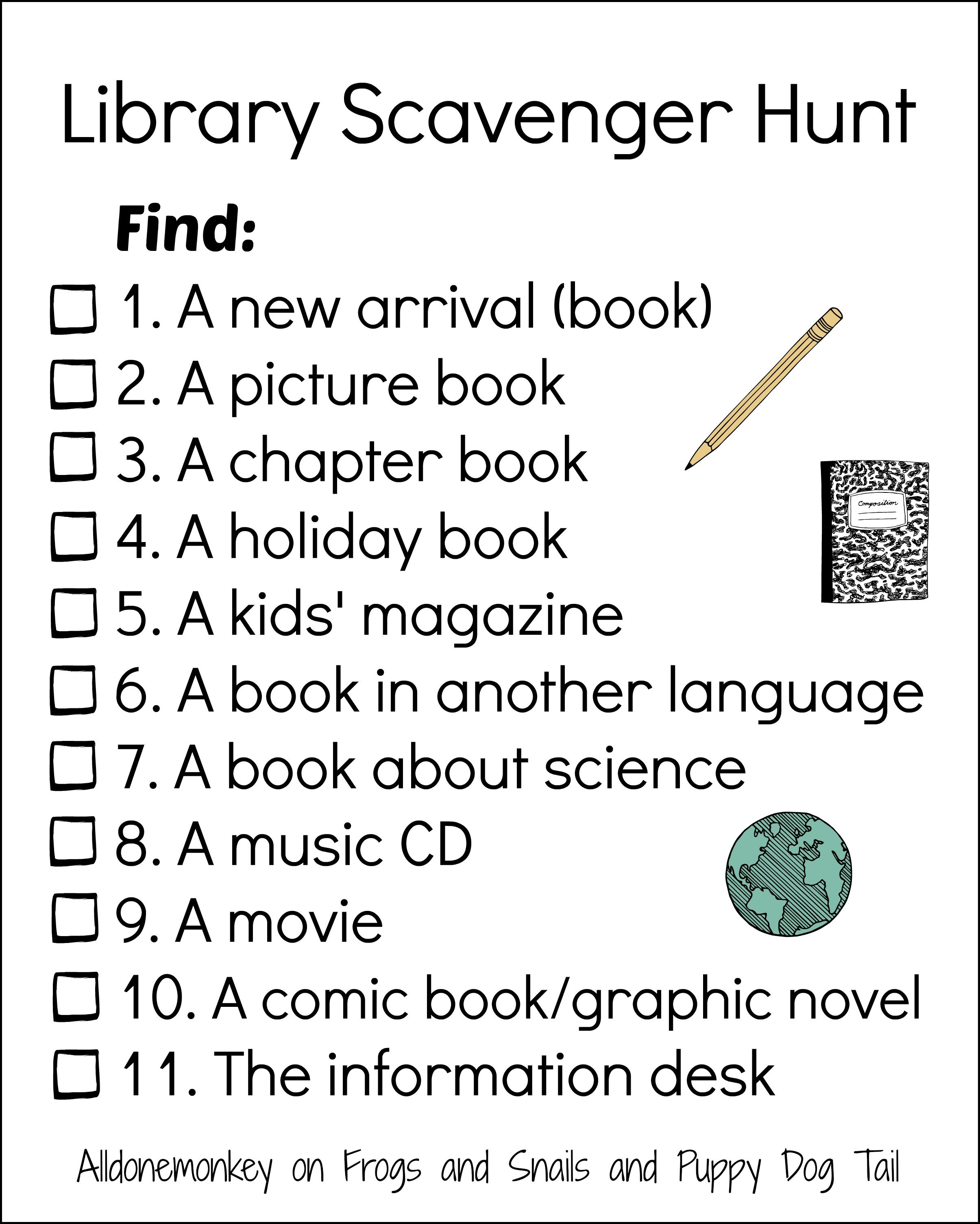 Library Scavenger Hunt | Elementary Library Ideas | Pinterest - Free Printable Library Skills Worksheets