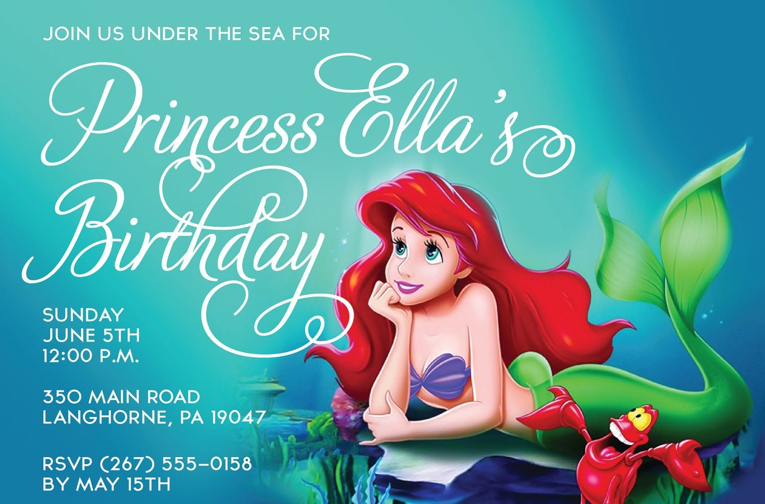 Little Mermaid Invitations Free Printable | Mermaid Invites - Free Little Mermaid Printable Invitations