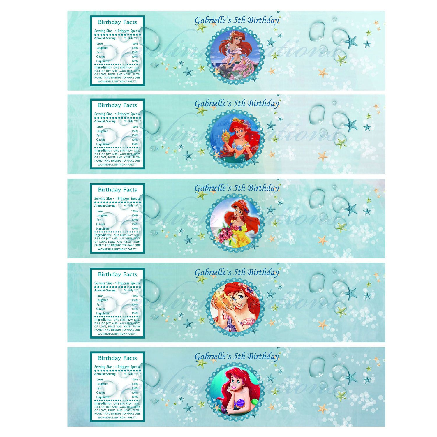 Little Mermaid Water Bottle Printables | P.tags | Pinterest - Free Printable Little Mermaid Water Bottle Labels