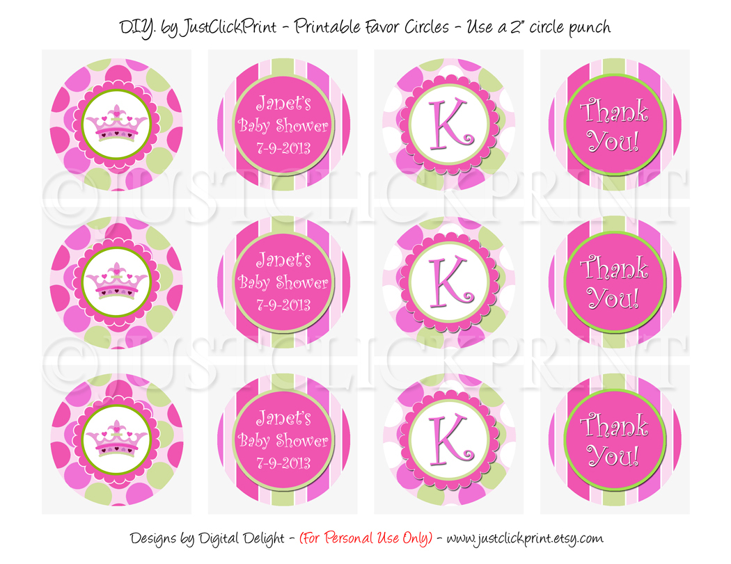 Little Princess Baby Girl Shower Favor Tags Cupcake Toppers - Baptism Cupcake Toppers Printable Free