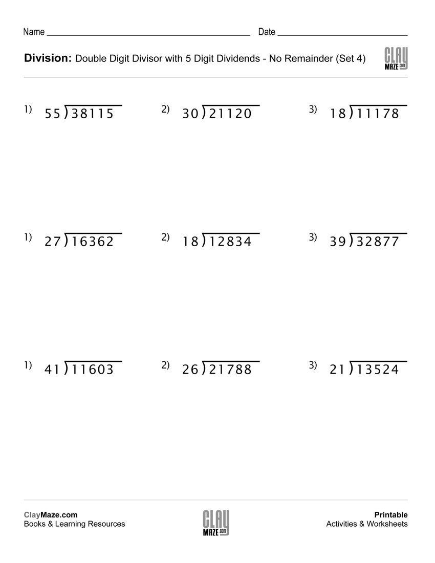 Long Division Worksheet With Double Digit Divisors (Set 4) | Free - Free Printable Division Worksheets For 4Th Grade