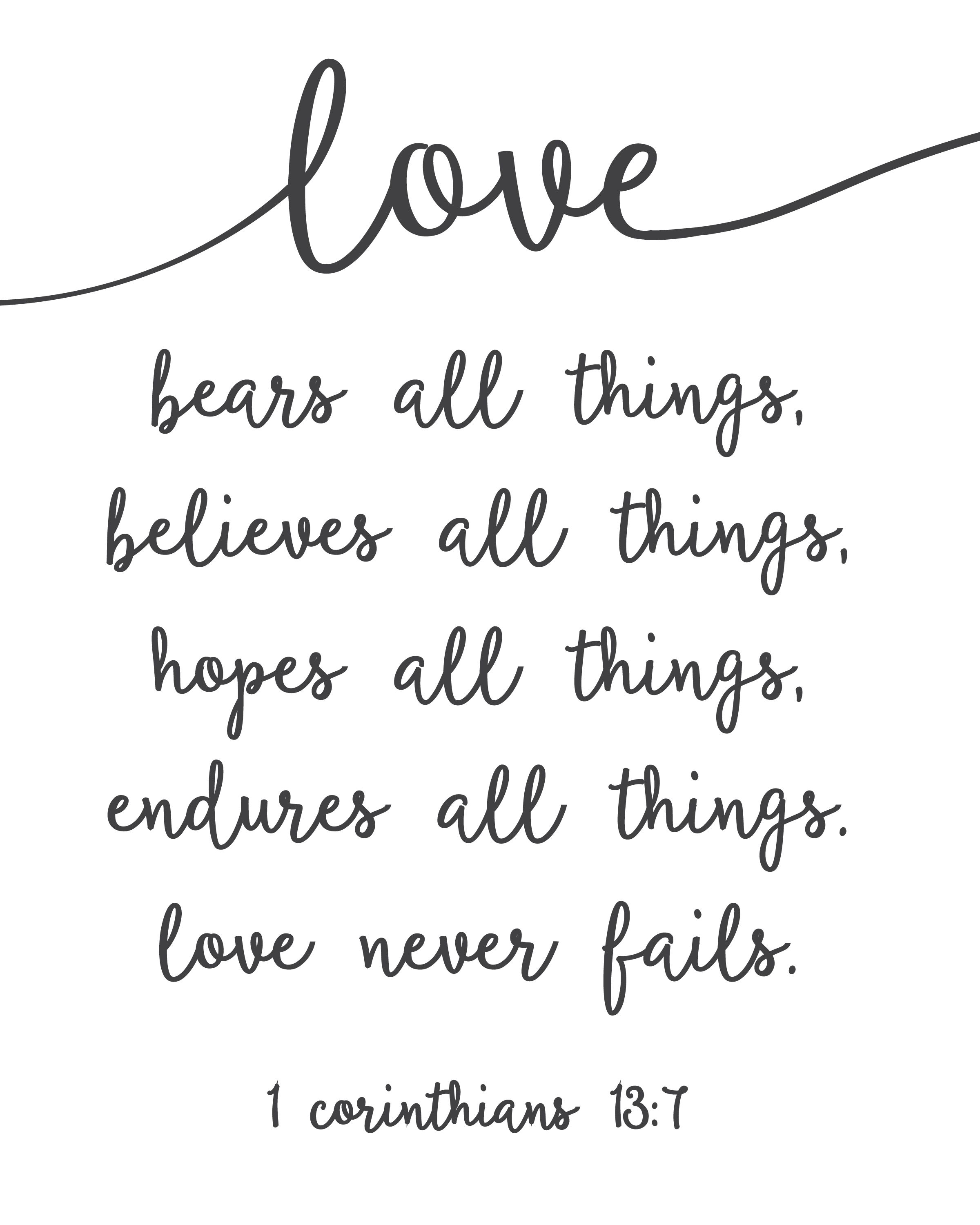 Love Never Fails - Free Printable | Free Printables | Wedding Quotes - Free Printable Quotes And Sayings