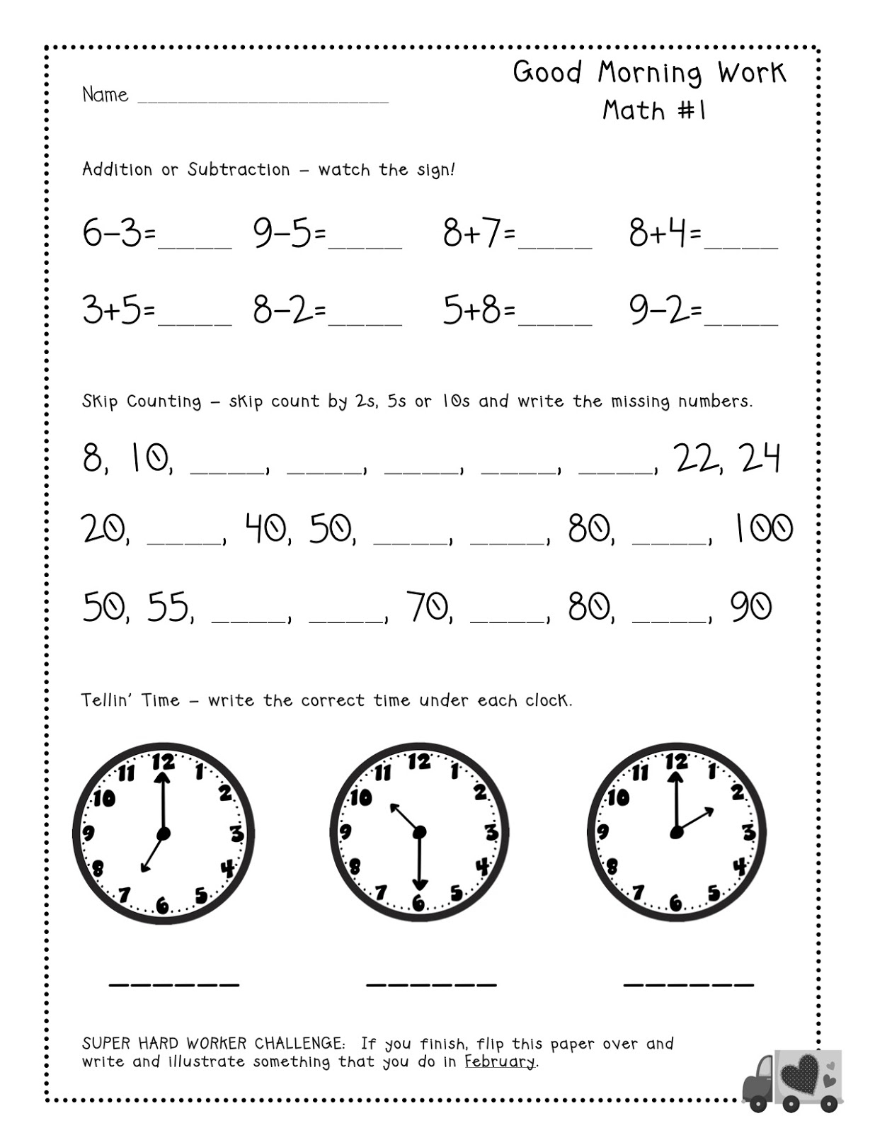 Lovely Free First Grade Morning Work | Fun Worksheet - Free Printable 4Th Grade Morning Work