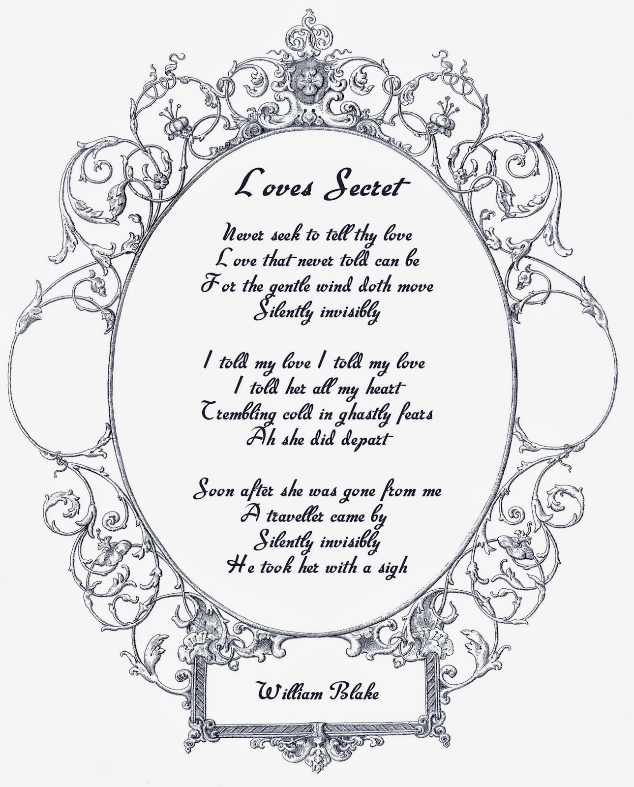 Love&amp;#039;s Secret And A Red, Red Rose - Two Free Vintage Printable Poems - Free Printable Romantic Poems