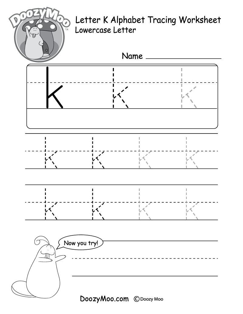 Lowercase Letter &amp;quot;k&amp;quot; Tracing Worksheet - Doozy Moo - Free Printable Letter K Worksheets