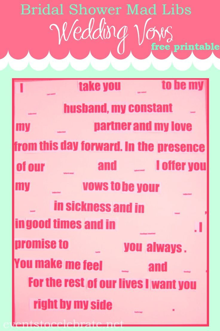 Mad Libs Wedding Vows | Pinterest | Wedding Vows, Bridal Showers And - Free Printable Wedding Mad Libs