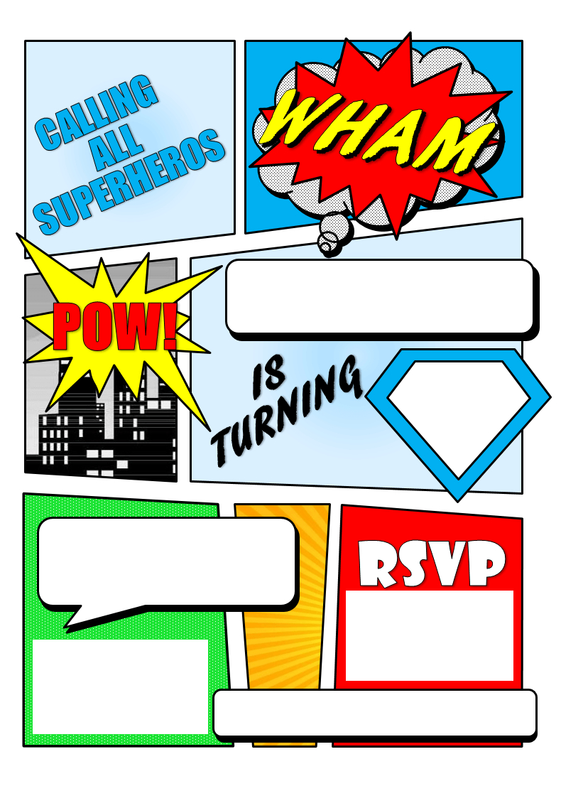 Make Your Own Comic Book Printable | Superhero Comic Book Party - Free Printable Superhero Birthday Invitation Templates