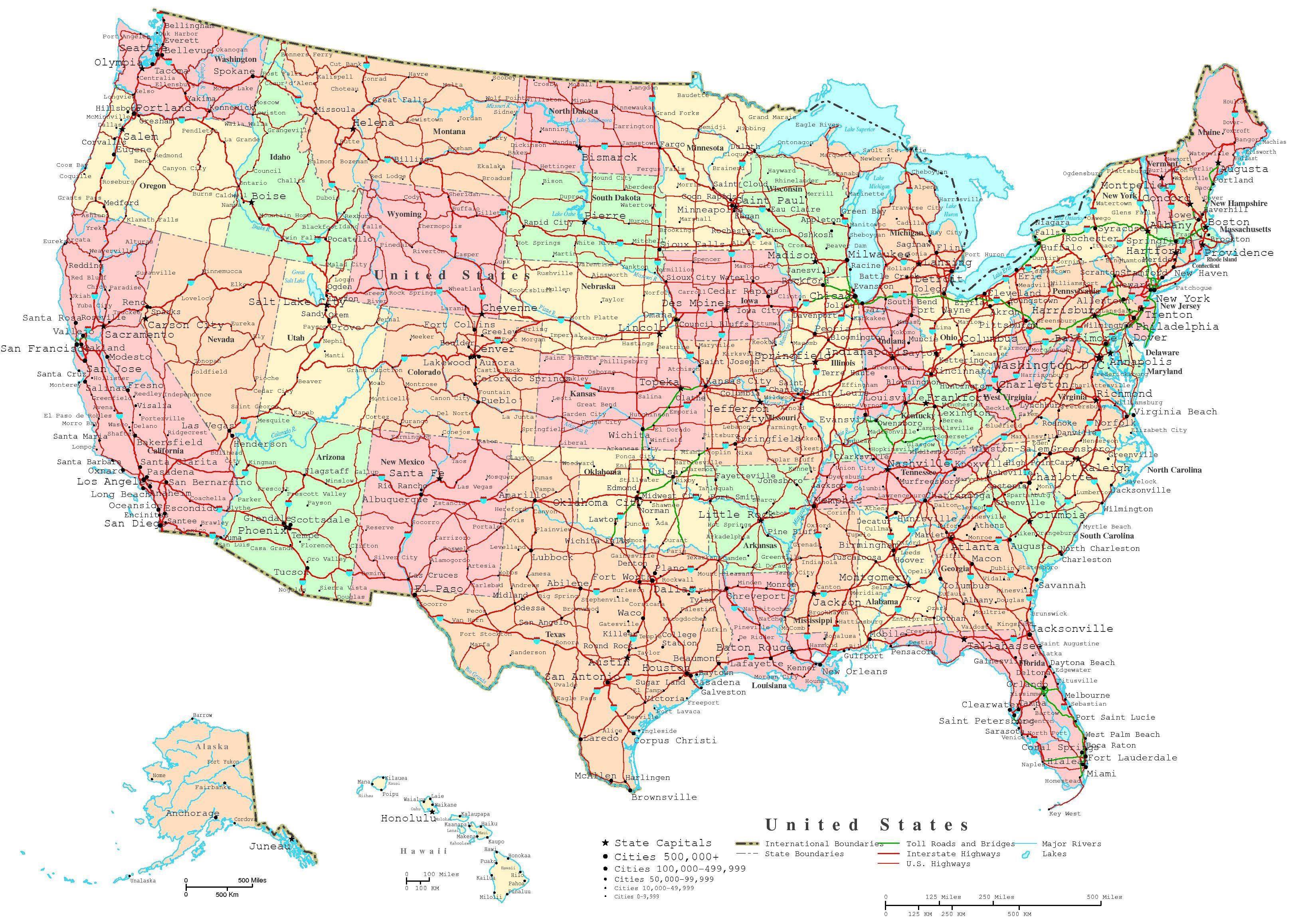 Map Of The Us States | Printable United States Map | Jb&amp;#039;s Travels - Free Printable Map Of The United States