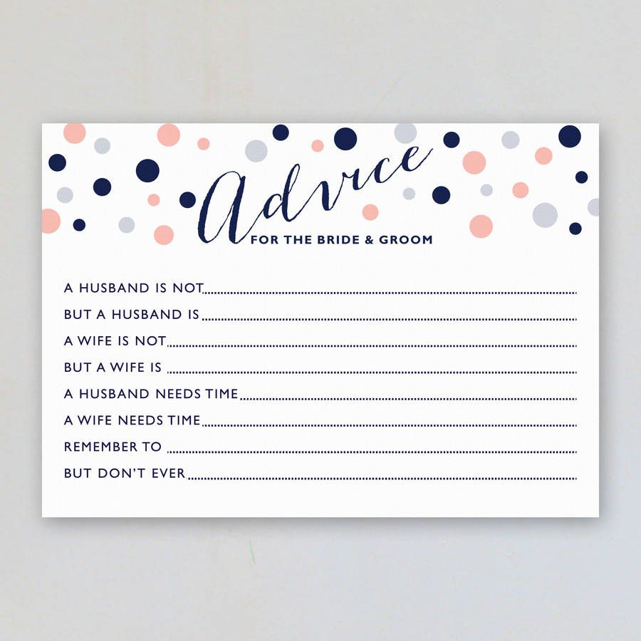 Marriage Advice Cards Pack Of Eight Cards | Bridal Shower - Free Printable Bridal Shower Advice Cards