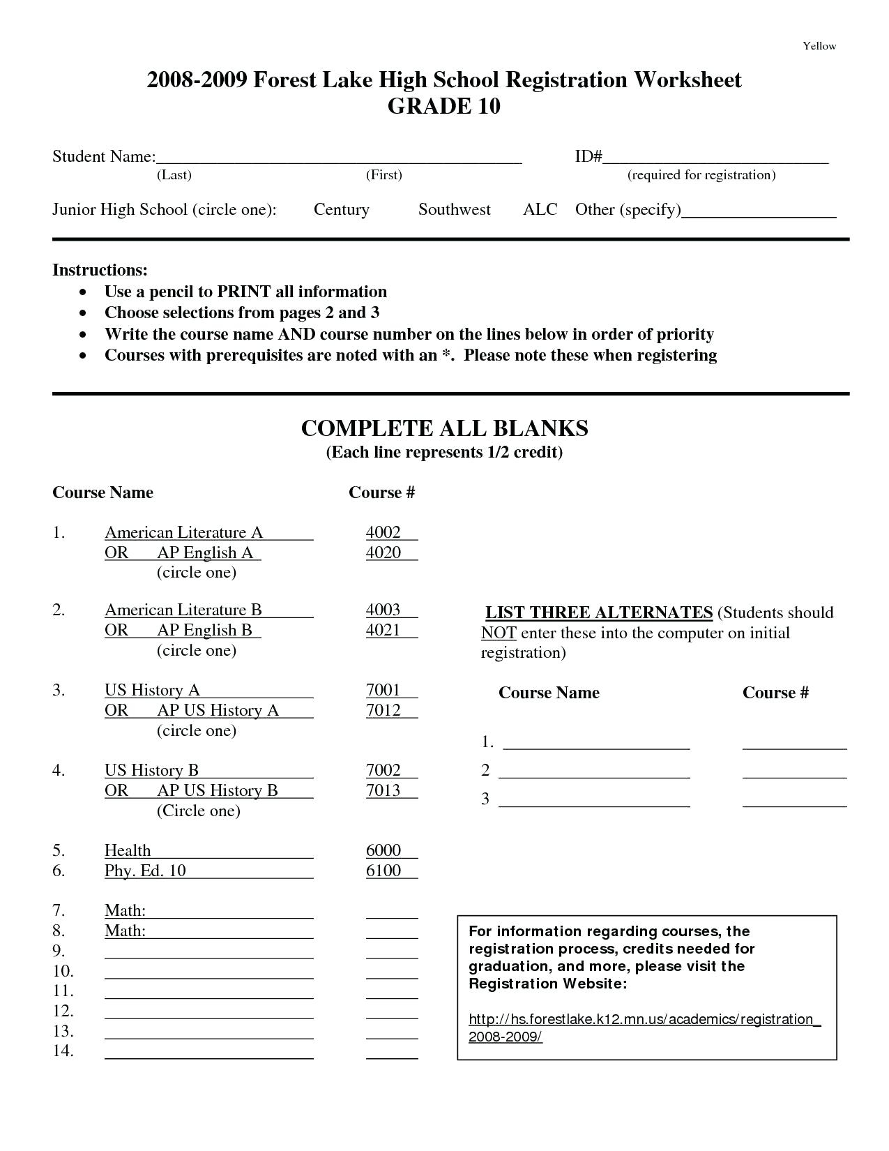 Math Activities For High School Activities Math Worksheets Free - Free Printable High School Worksheets