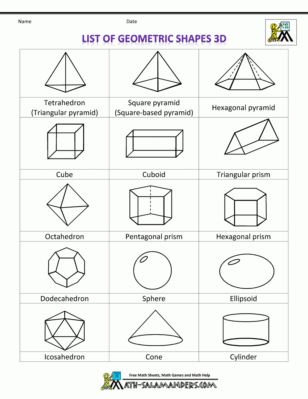 Math Geometric Art | Shapes Clipart List Of Geometric Shapes 3D Bw - Free Printable Geometric Shapes