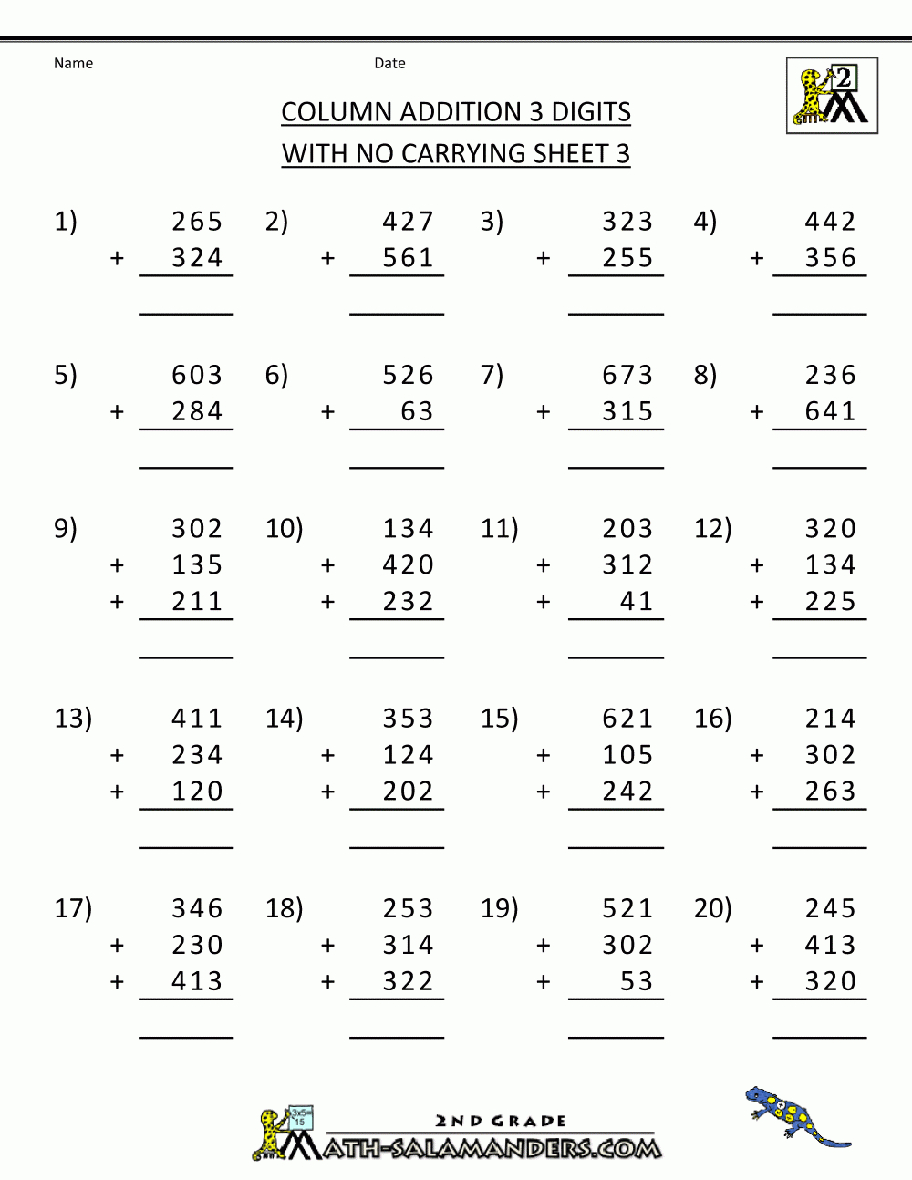 Math Worksheets For 3Rd Grade | Second Grade Math Worksheets Column - Free Printable Math Worksheets For 3Rd Grade