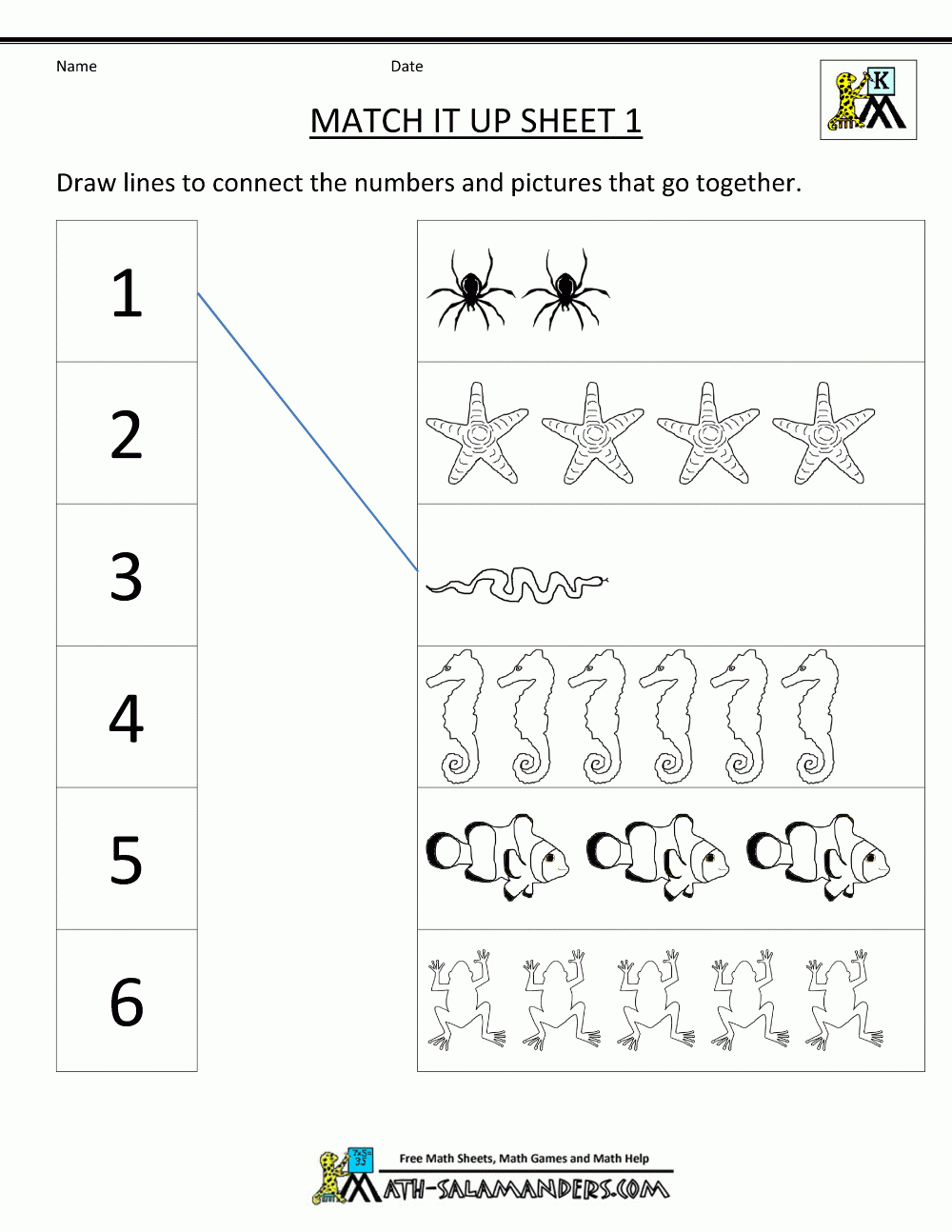 Math Worksheets Kindergarten Kg 1 Maths Pdf Free Printable Match It - Free Printable Preschool Math Worksheets