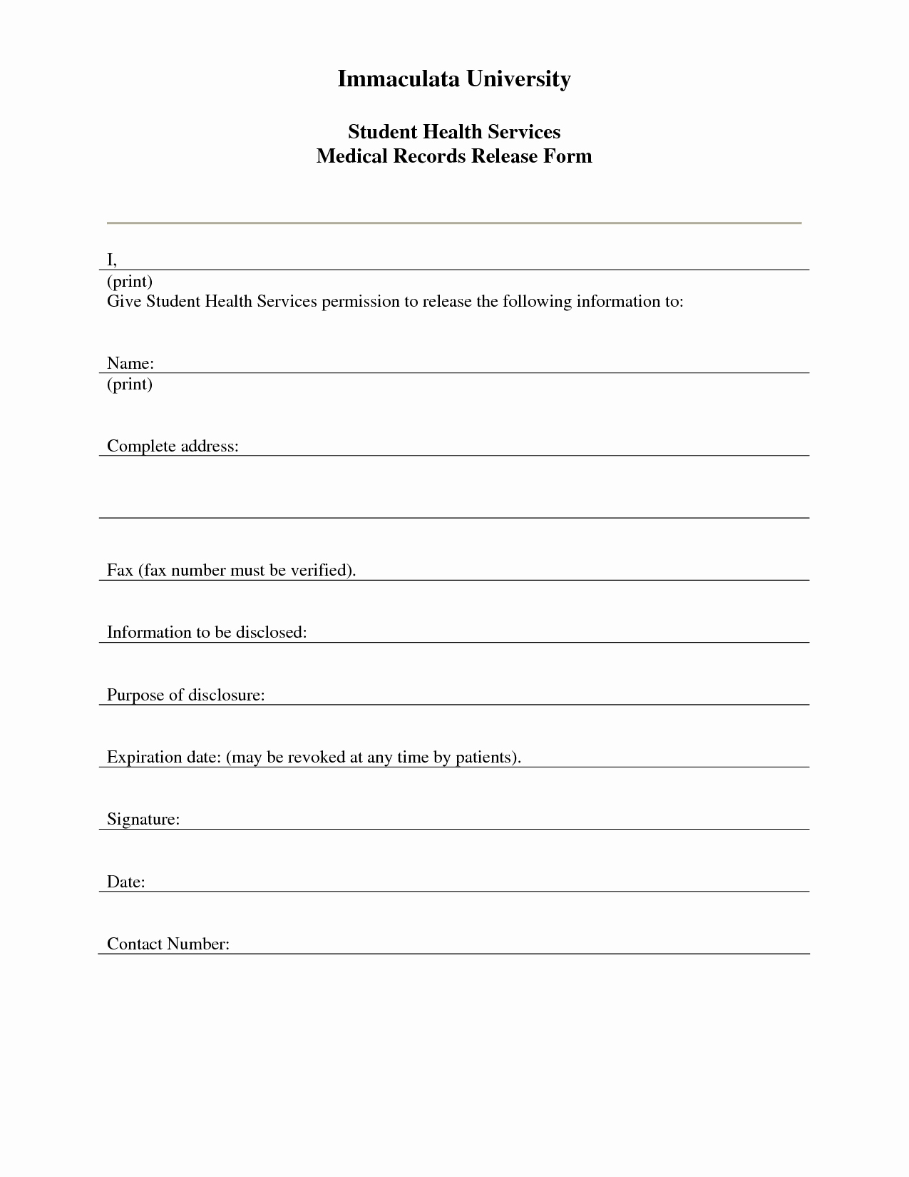 Medical Release Form Template – Versatolelive - Free Printable Medical Release Form