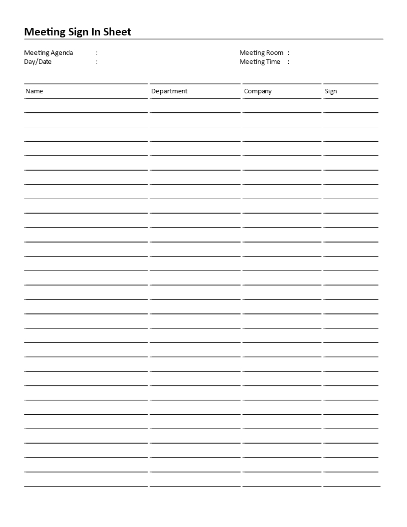 Meeting Sign In Sheet - Download This Printable Meeting Sign In - Free Printable Sign In Sheet Template