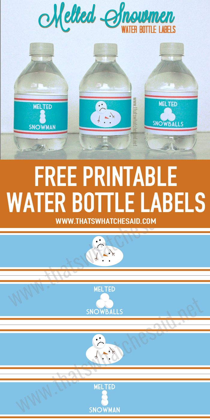 Melted Snowman Water Bottle Labels | Printables | Printable Water - Christmas Water Bottle Labels Free Printable