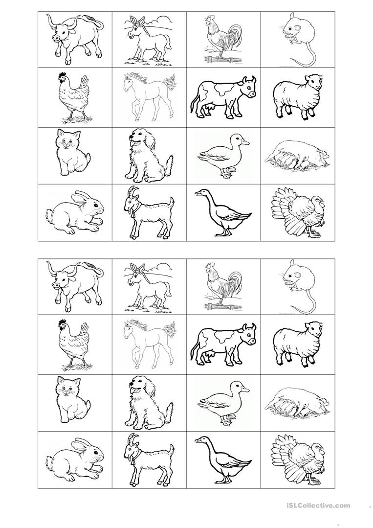 Memory Game On Farm Animals Worksheet - Free Esl Printable - Free Printable Farm Animal Flash Cards
