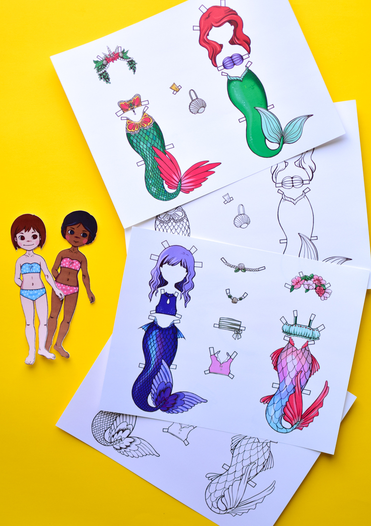Mermaid Paper Dolls: Printable Template | Adventure In A Box - Free Printable Paper Dolls From Around The World