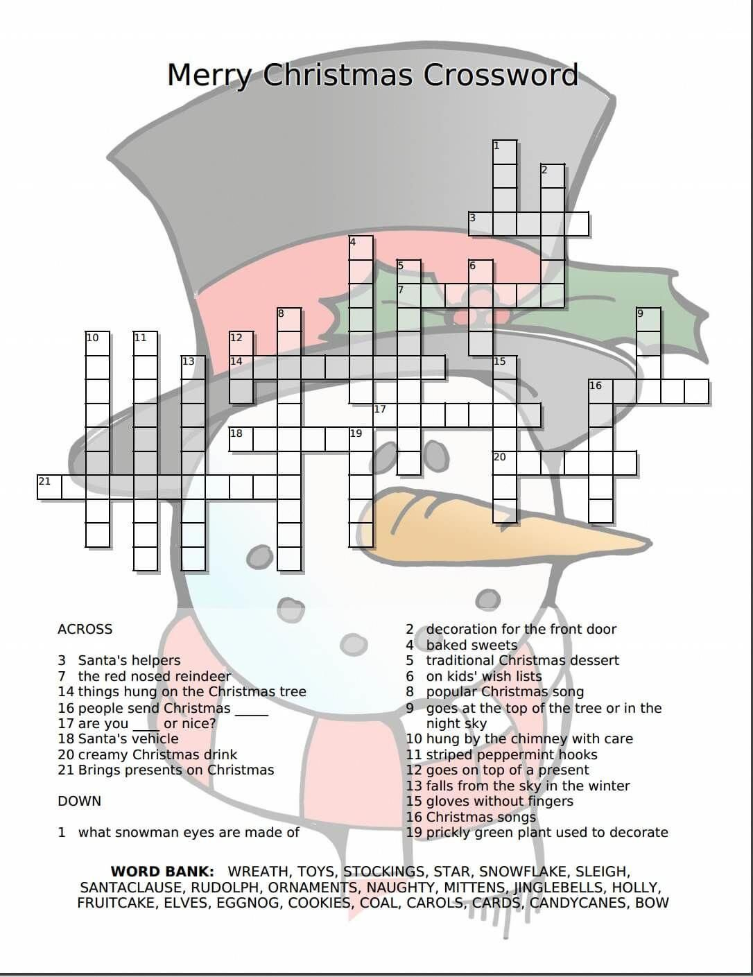 Merry Christmas Crossword Free Printable - | Love Christmastime - Free Printable Christmas Puzzle Sheets