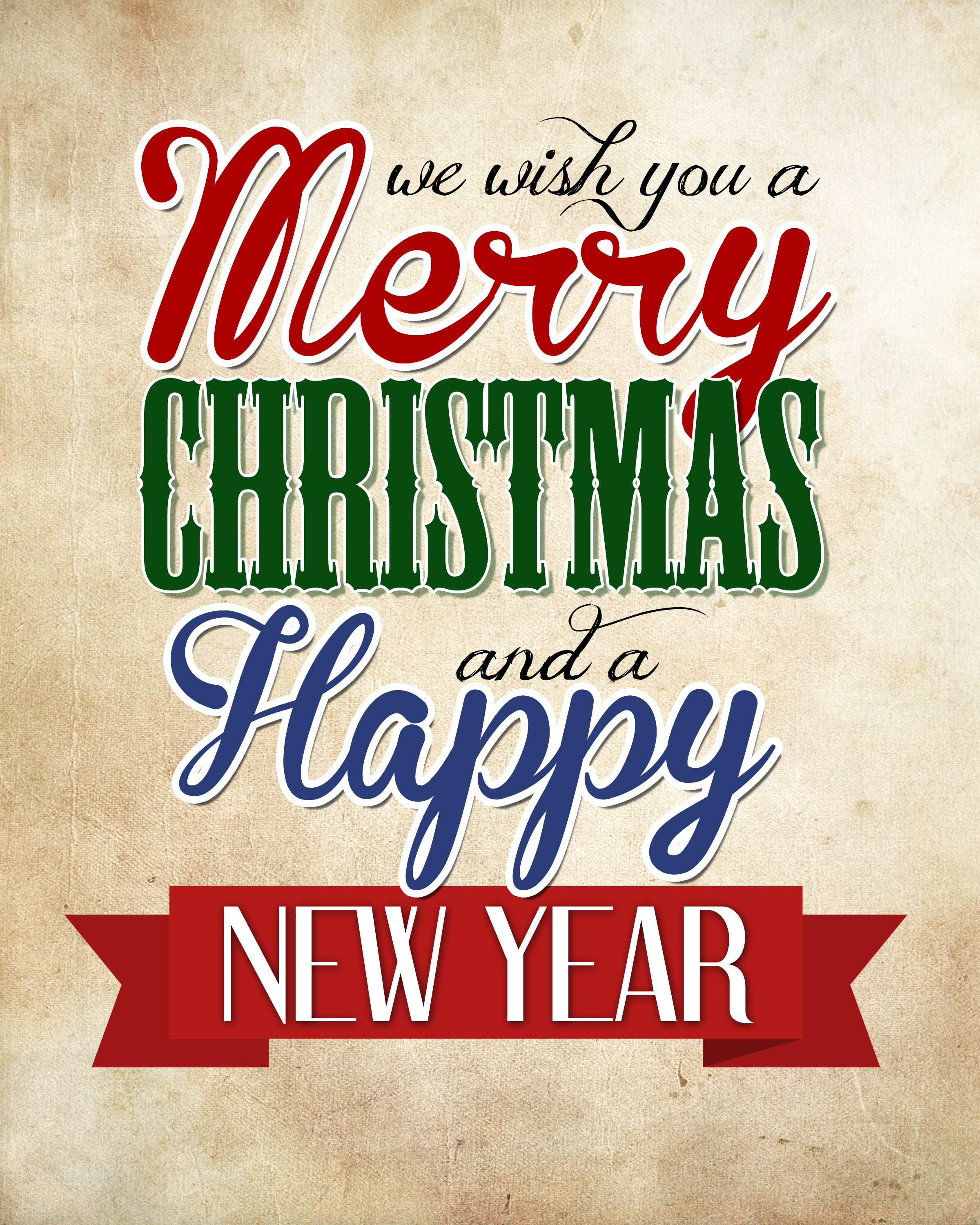 Merry Christmas &amp;amp; Happy New Year Free Printable | Silhouette - Free Printable Happy New Year Cards