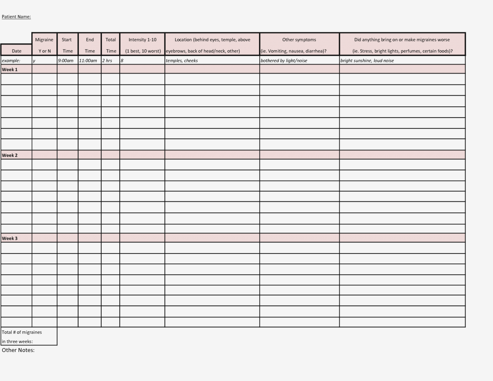 Migraine Diary Template Lcadwdsv | Migraines | Pinterest | Migraine - Free Printable Headache Diary