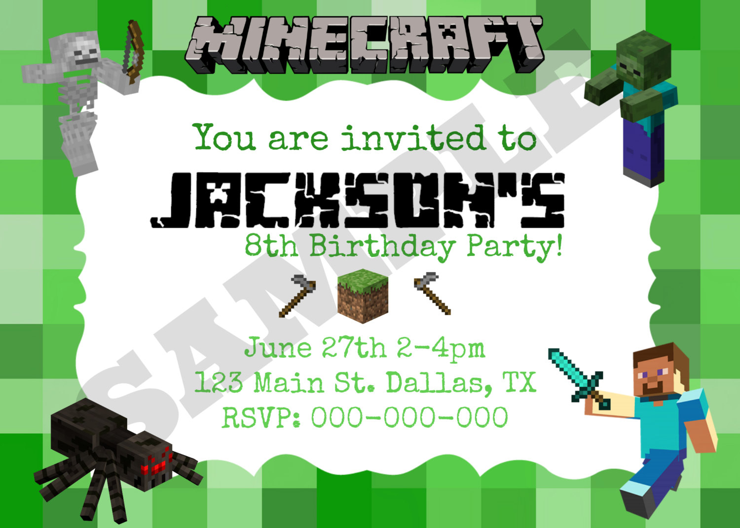 Minecraft Birthday Invitation Template And The Invitations Of The - Free Printable Minecraft Birthday Party Invitations Templates