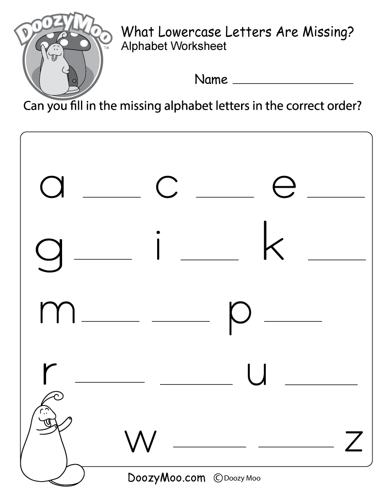 Missing Letter Worksheets (Free Printables) - Doozy Moo - Free Printable Lower Case Letters