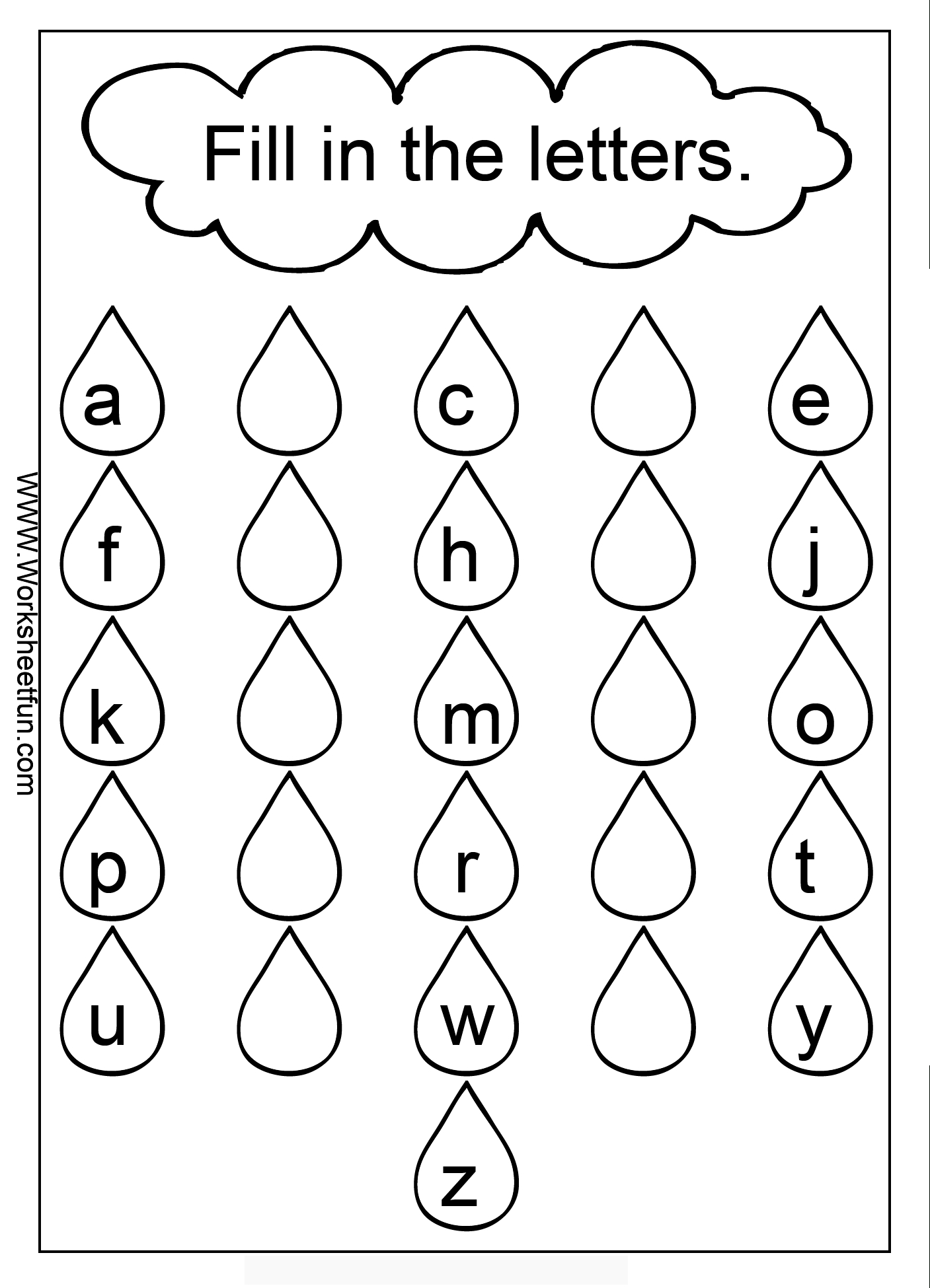 Missing Lowercase Letters – Missing Small Letters / Free Printable - Free Printable Alphabet Worksheets For Grade 1